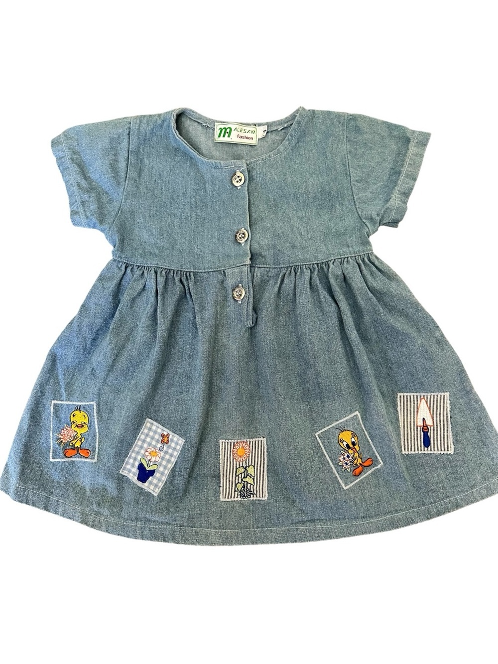 Tweety Bird Blue Denim Girls Dress Size 4
